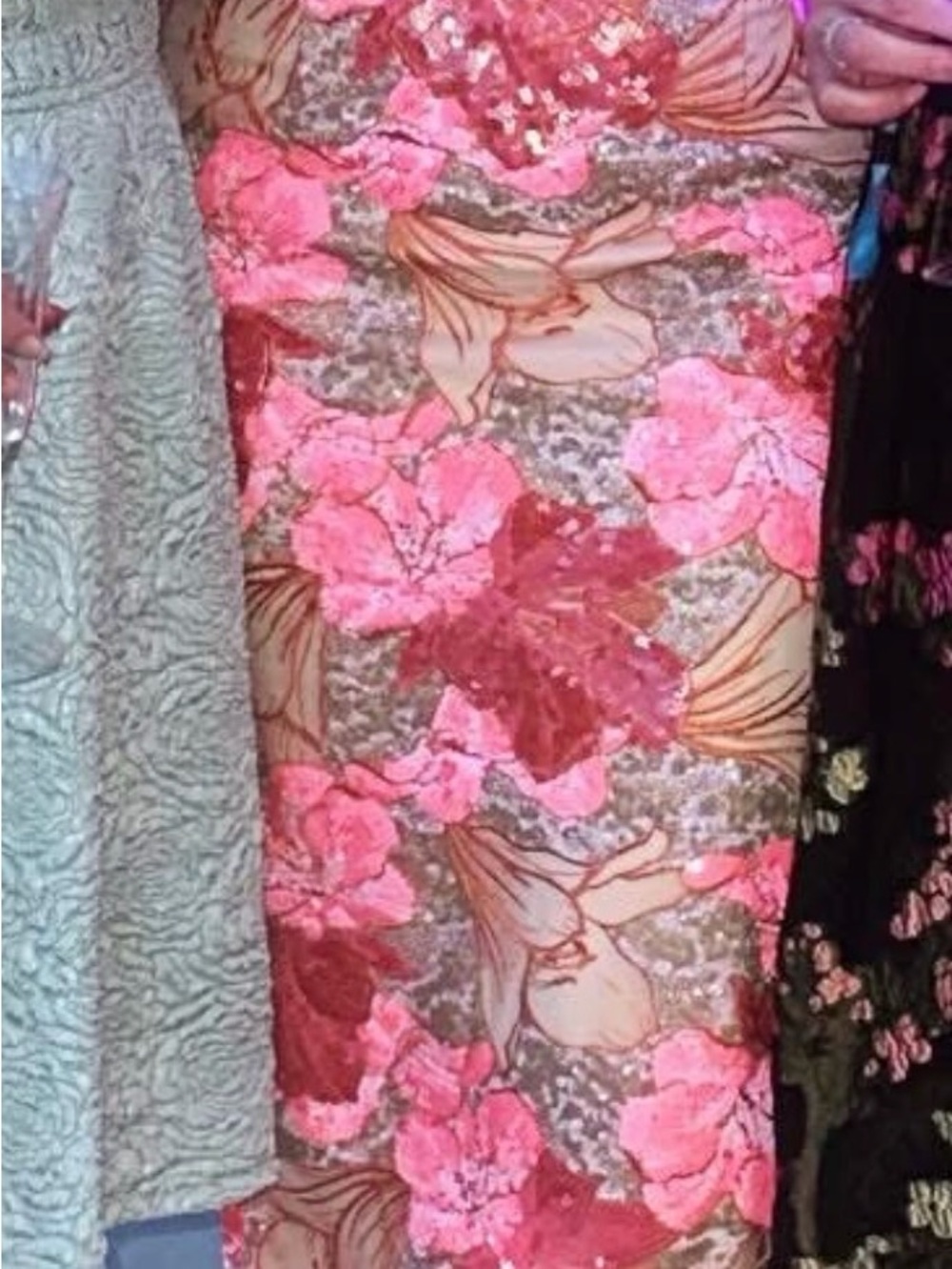 Women's Pink Floral Sequin Maxi Dress Muse by Marchesa size 6